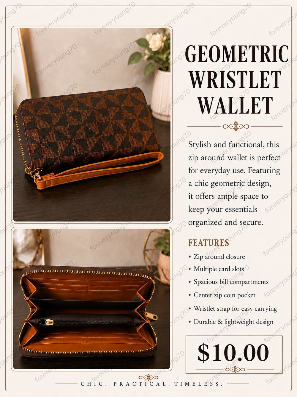 Geometric Wristlet Wallet